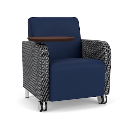 Siena Guest Chair W/ Swivel Tablet And Brushed Steel Legs,MD Ink Back,MD Ink Seat,RS Echo Panels
